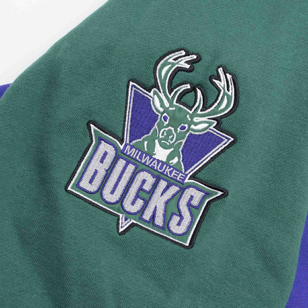 Milwaukee Bucks Mitchell & Ness Color Blocked NBA Fleece Hoodie Fashion