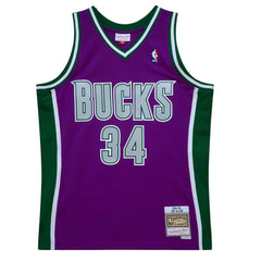 Ray Allen #34 Milwaukee Bucks 2001-02 Mitchell & Ness Swingman NBA Jersey Purple Taass sale