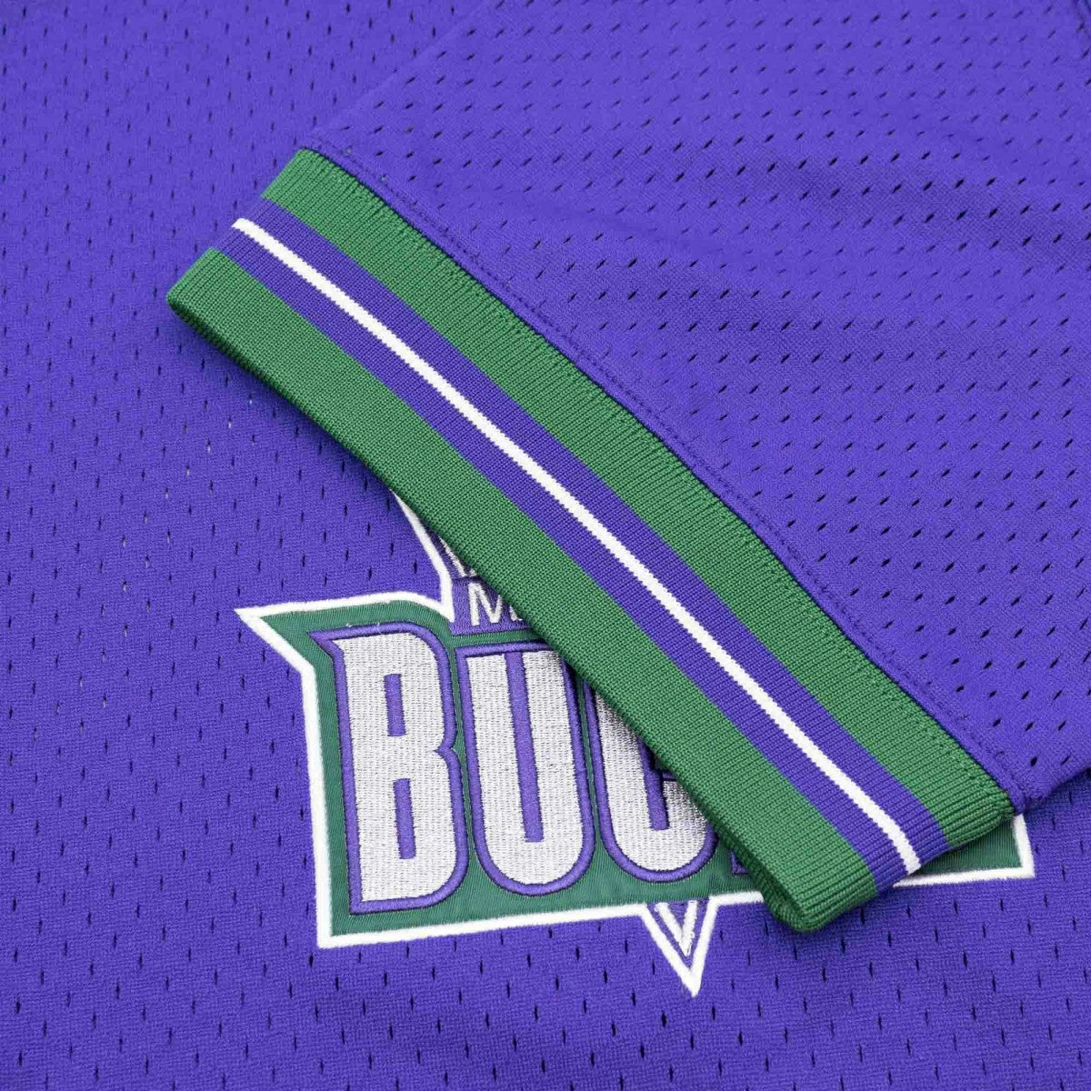 Milwaukee Bucks Unbeaten Mitchell & Ness NBA V-Neck Mesh Shirt Purple Taass for sale