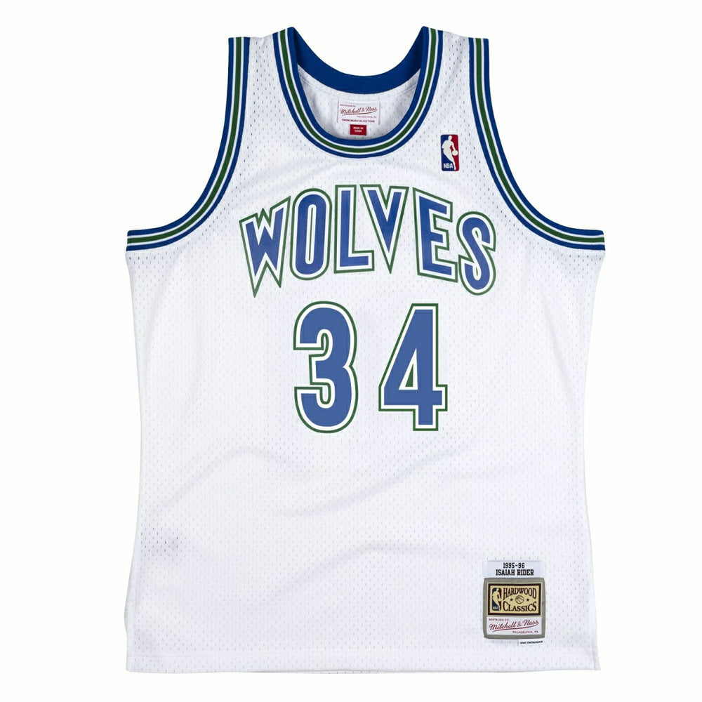 Isaiah Rider #34 Minnesota Timberwolves 1995-96 Mitchell & Ness Swingman NBA Jersey White Taass for sale