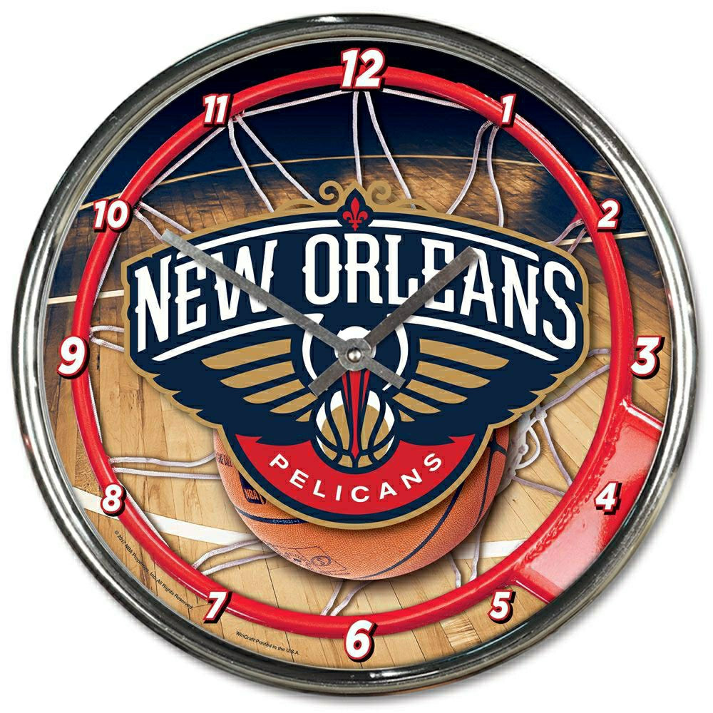 New Orleans Pelicans WinCraft Chrome NBA Wall Clock Lifestyle