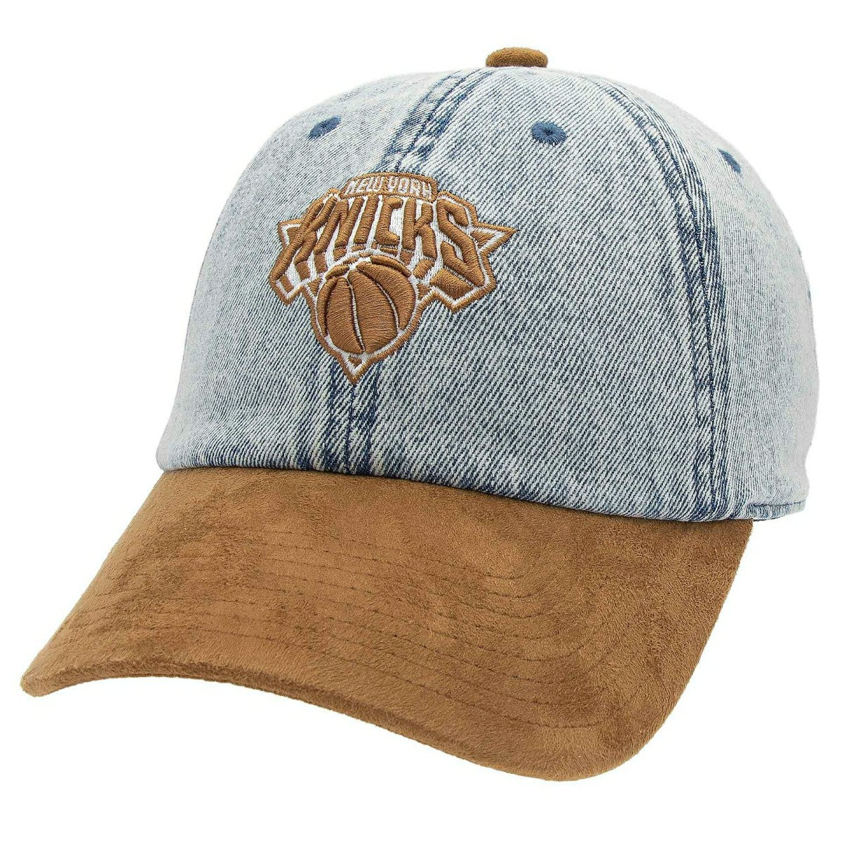 New York Knicks Denim Suede 1904 Strapback NBA Cap Blue/Brown Lifestyle