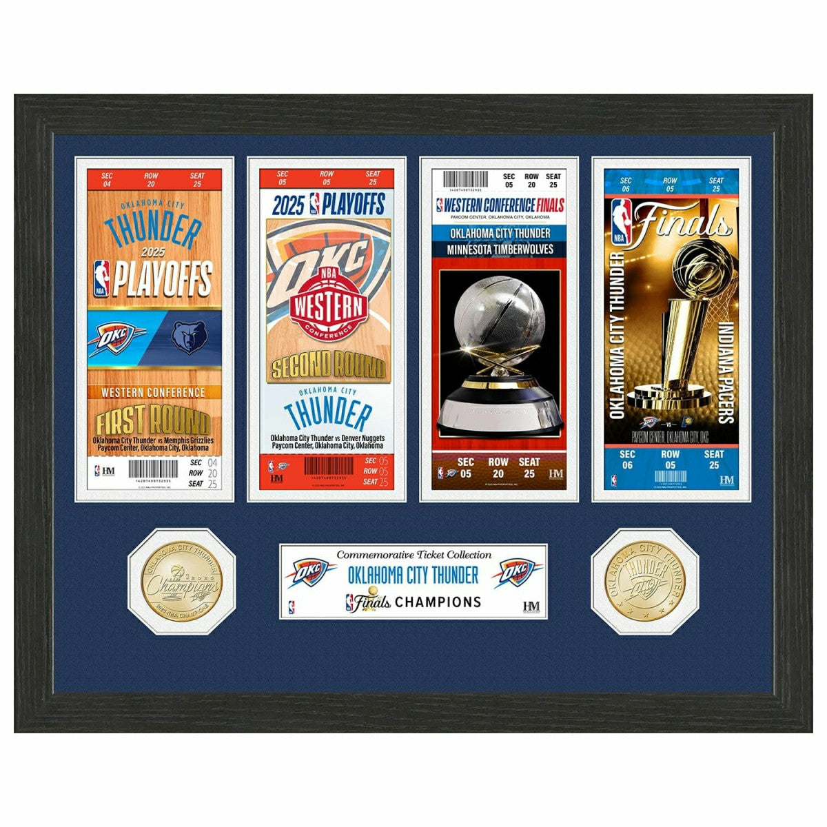Oklahoma City Thunder 2025 Road to the NBA Finals Tickets Bronze Coins Framed Photo Taass US