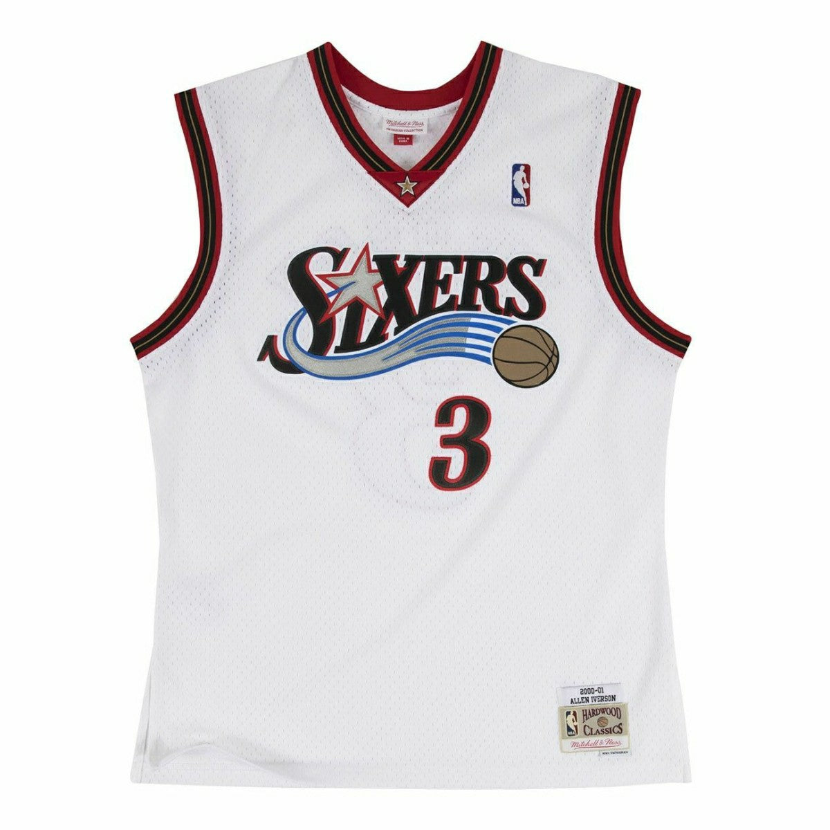 Allen Iverson #3 Philadelphia 76ers 2000-01 Mitchell & Ness Swingman NBA Jersey White Taass for sale