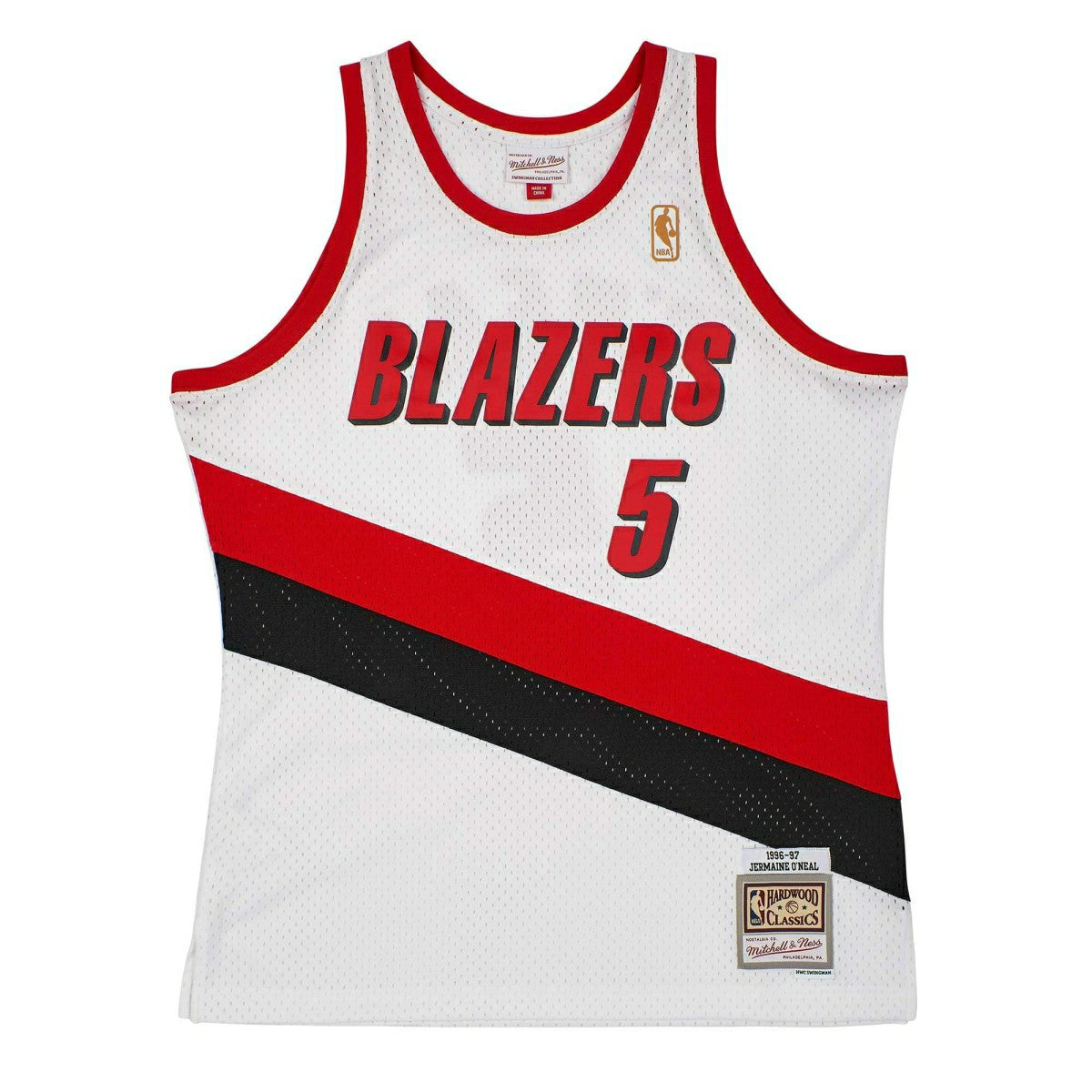 Jermaine O'Neal #5 Portland Trail Blazers 1996-97 Mitchell & Ness Swingman NBA Jersey White Taass for sale