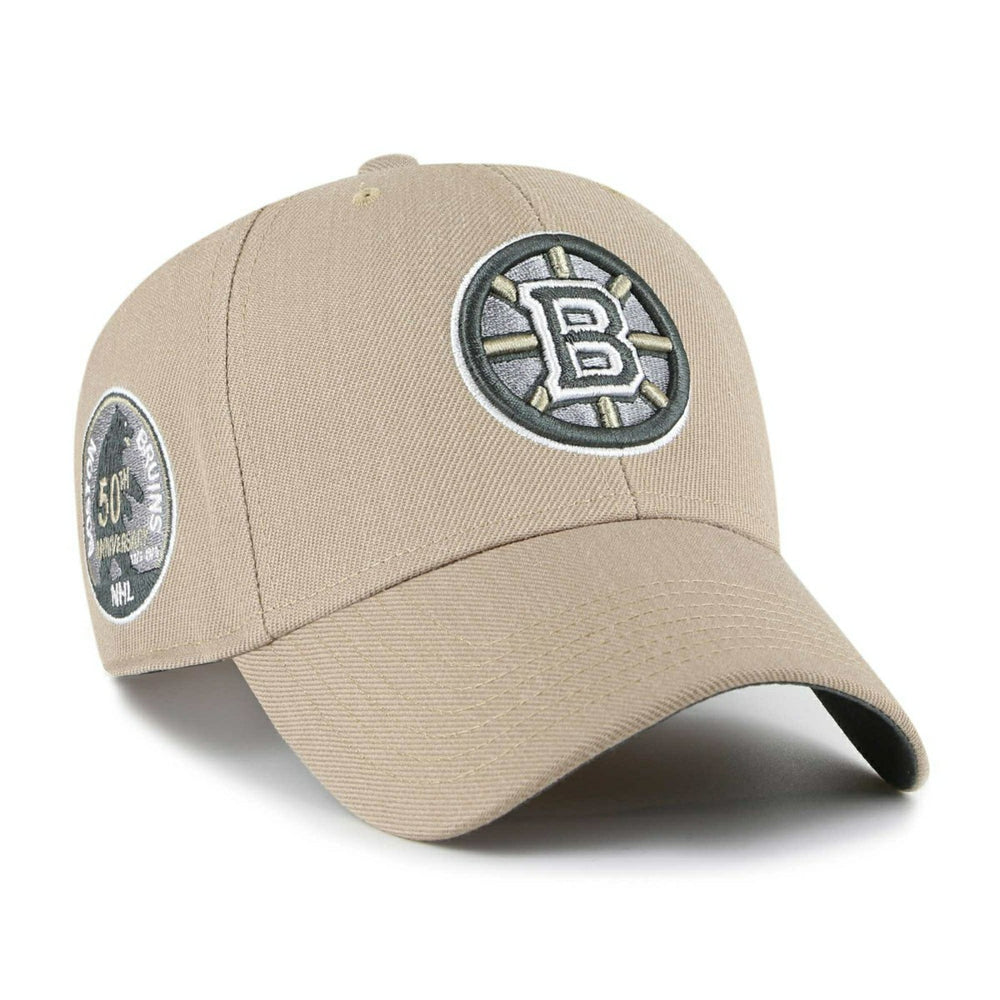 Boston Bruins 50th Anniversary Snapback '47 MVP NHL Cap Khaki Taass US