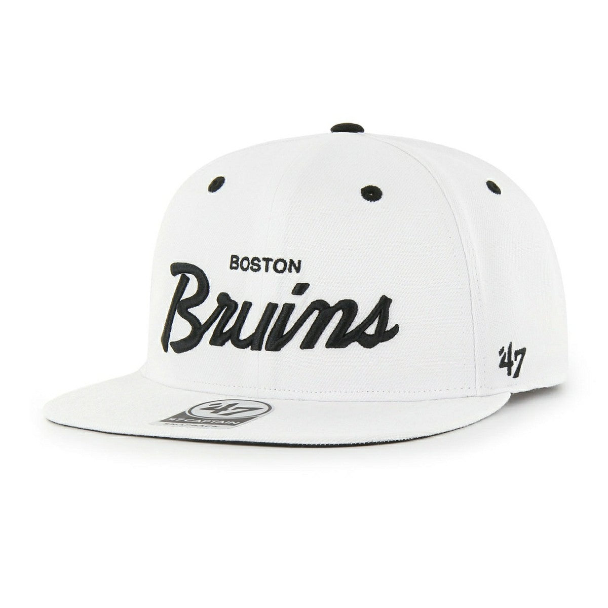 Boston Bruins Pop Script Crosstown '47 Captain Snapback NHL Cap White Fashion