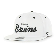 Boston Bruins Pop Script Crosstown '47 Captain Snapback NHL Cap White Fashion