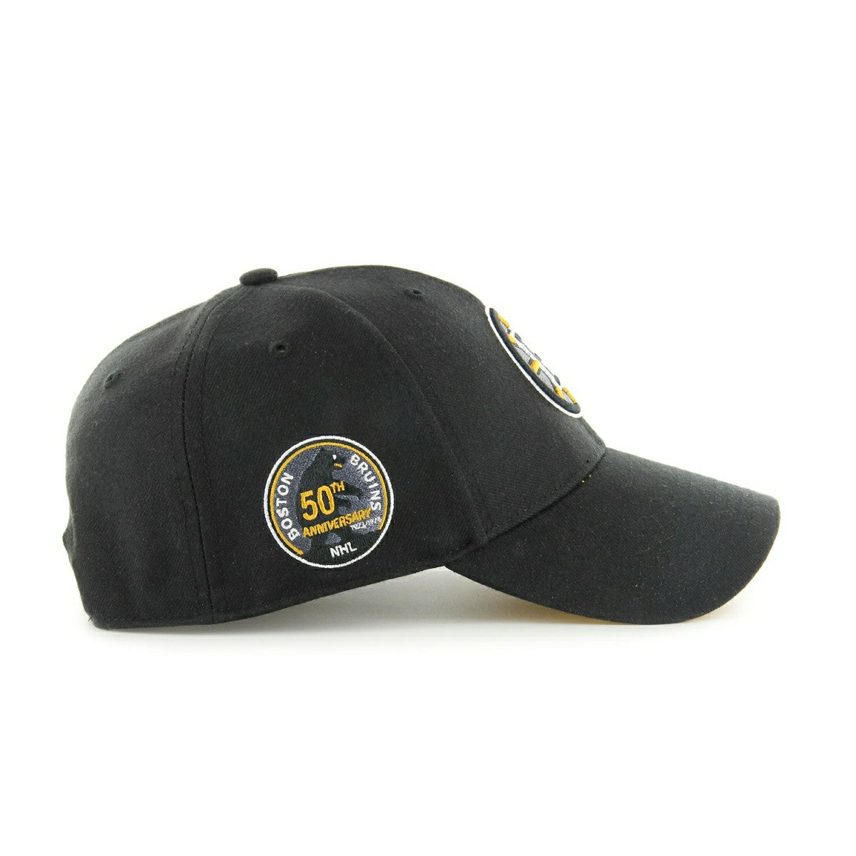 Boston Bruins 50th Anniversary Sure Shot Vintage MVP Snapback NHL Cap Alternate Black Lifestyle