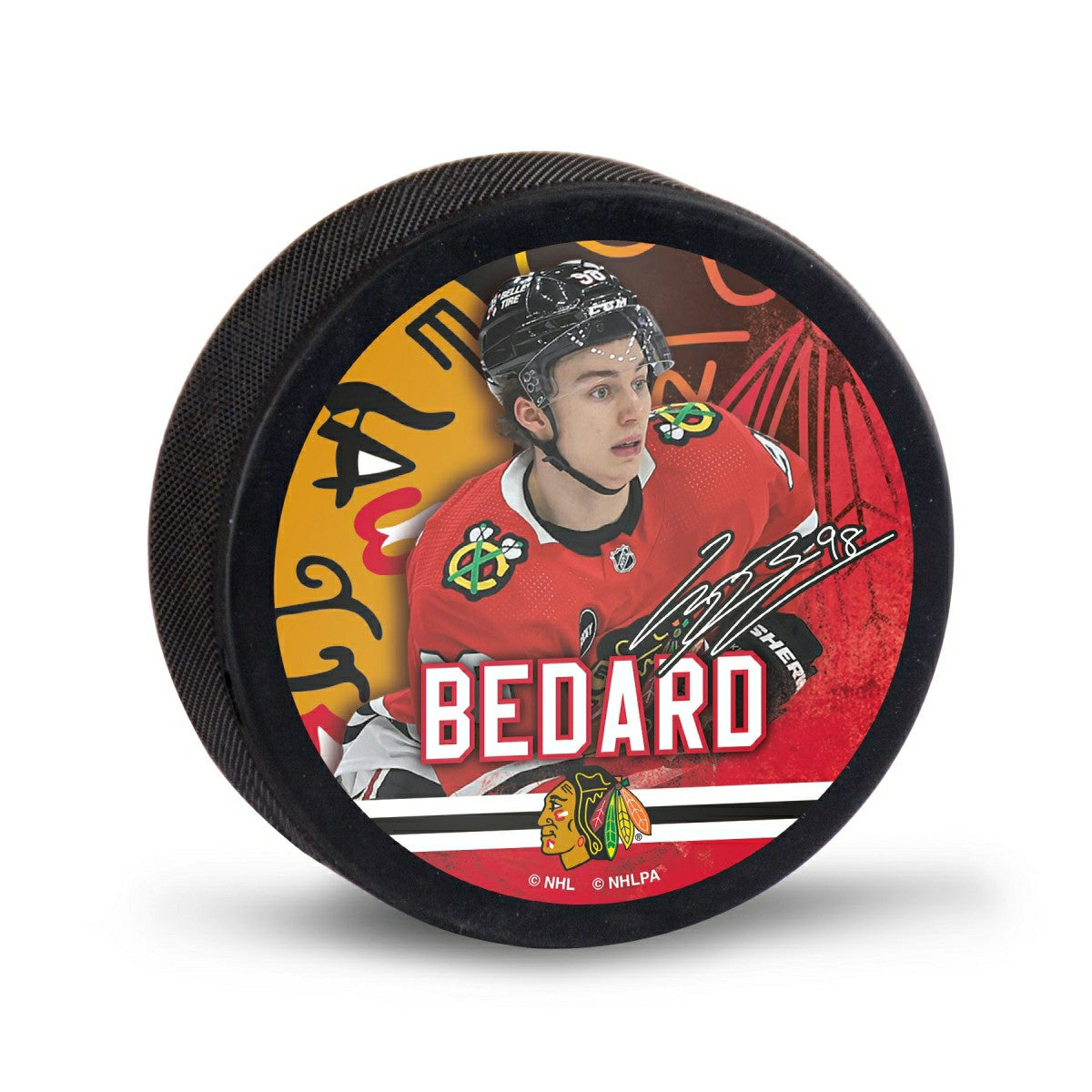 Connor Bedard Chicago Blackhawks NHL Player Puck Classic