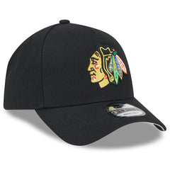 Chicago Blackhawks New Era 9FORTY A-Frame Trucker NHL Cap Black Taass for sale