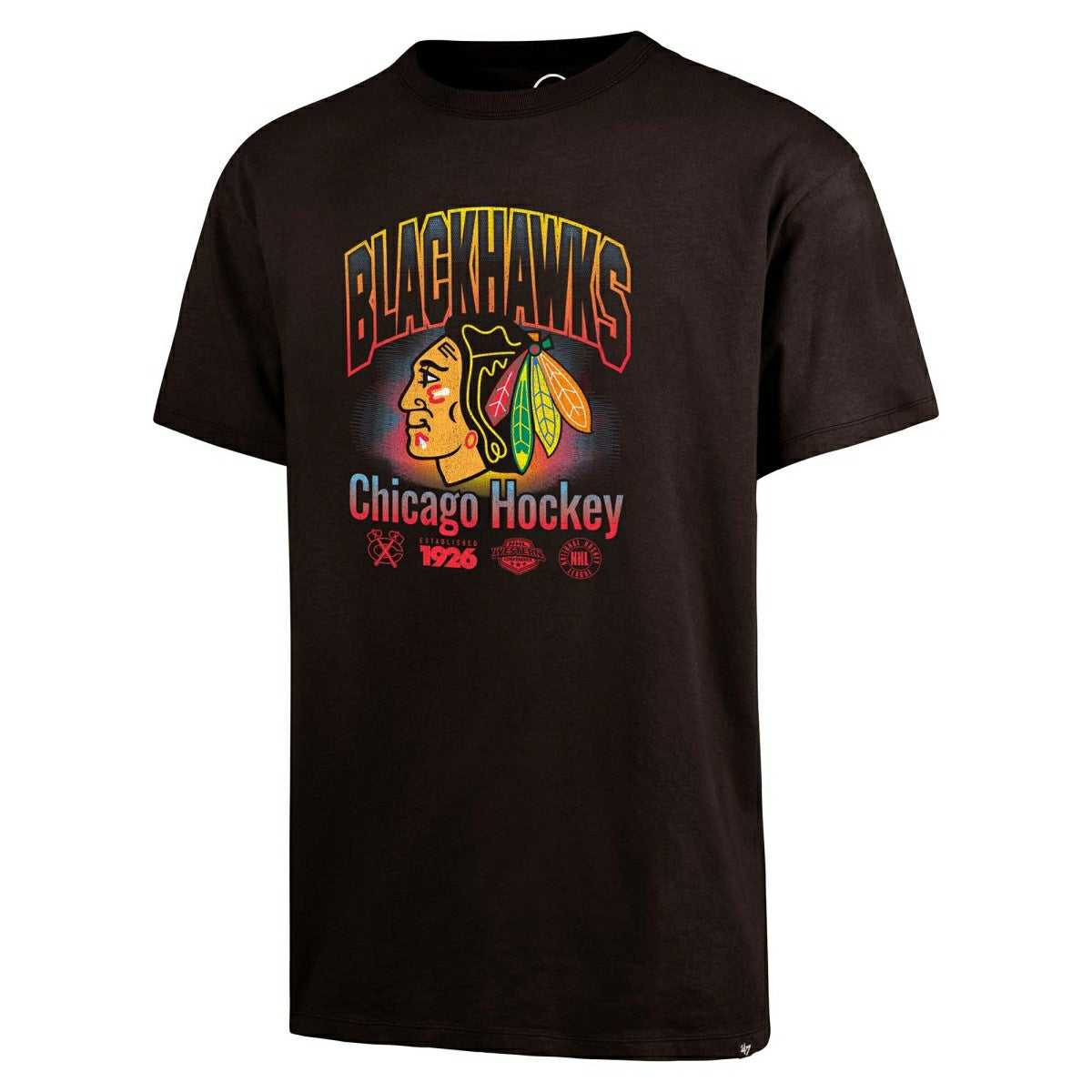 Chicago Blackhawks Arch Logo '47 Drop Shoulder NHL T-Shirt Brown Taass sale
