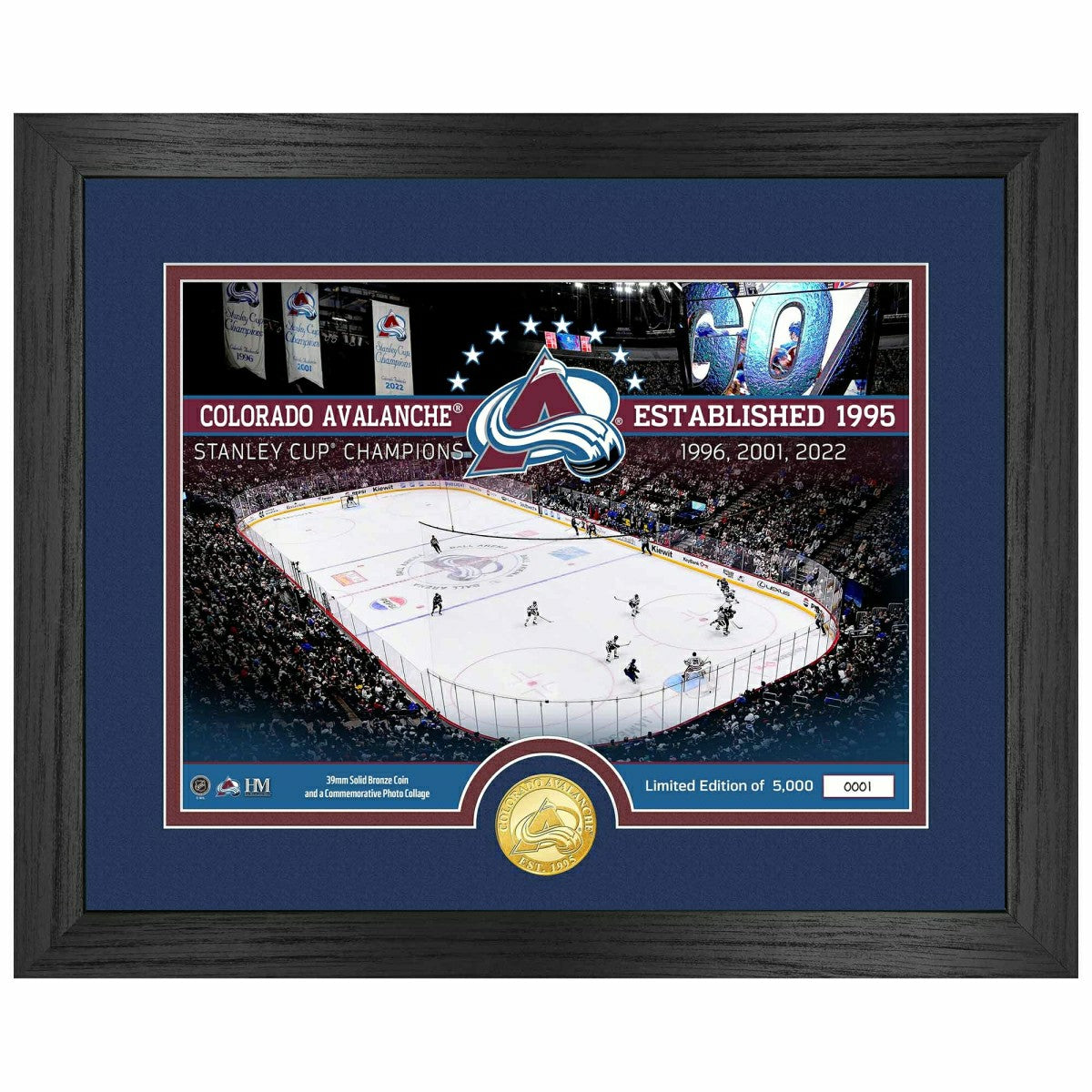 Colorado Avalanche 3-Time Stanley Cup Champions Bronze Coin Framed NHL Photo Taass US