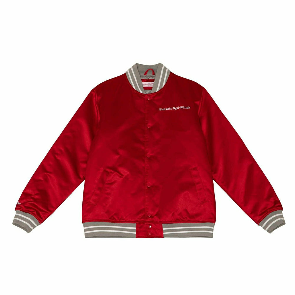 Detroit Red Wings Heavyweight Satin Mitchell & Ness NHL Jacket Red Taass for sale