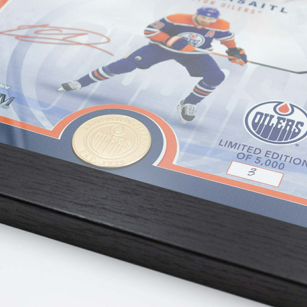 Leon Draisaitl Edmonton Oilers Bronze Coin Framed NHL Photo Taass sale