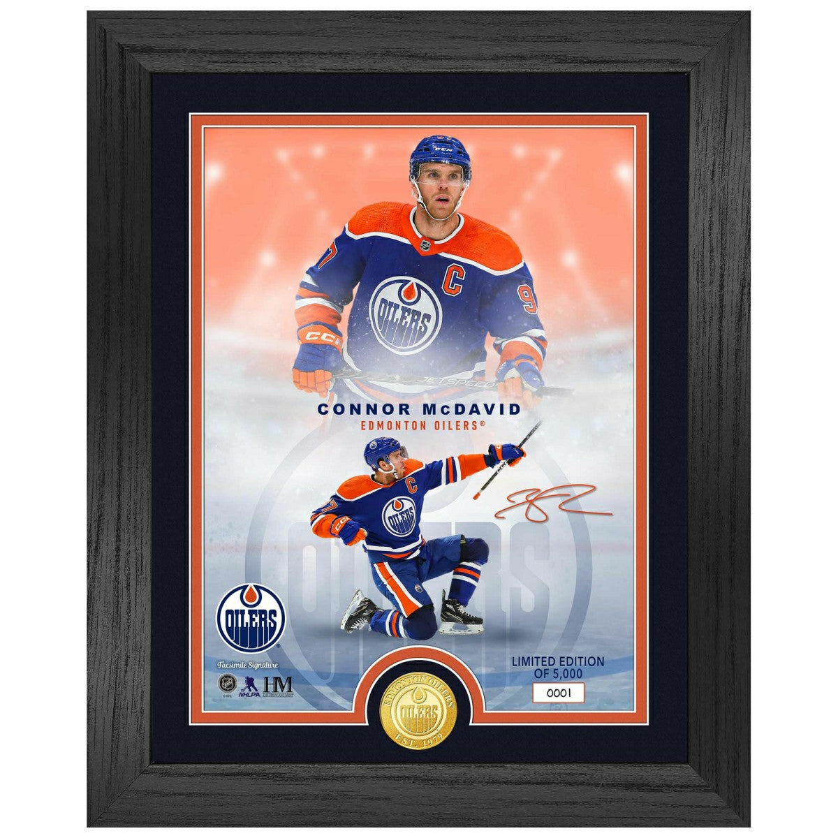 Connor McDavid Edmonton Oilers Bronze Coin Framed NHL Photo Taass sale