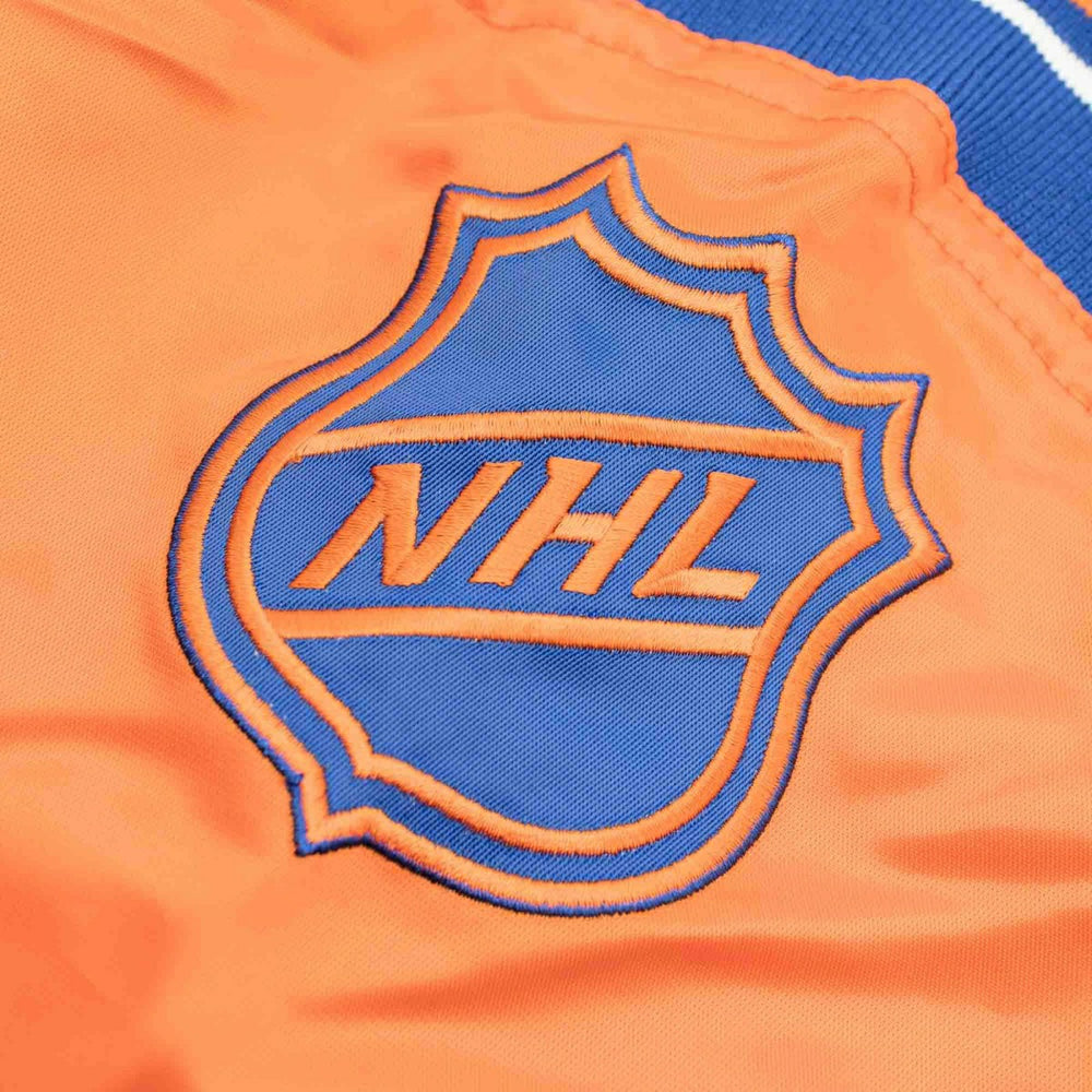 Edmonton Oilers Enforcer NHL Varsity Satin Jacket Taass US