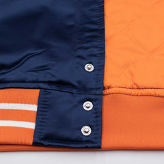 Edmonton Oilers Heavyweight Satin Mitchell & Ness NHL Jacket Navy Classic