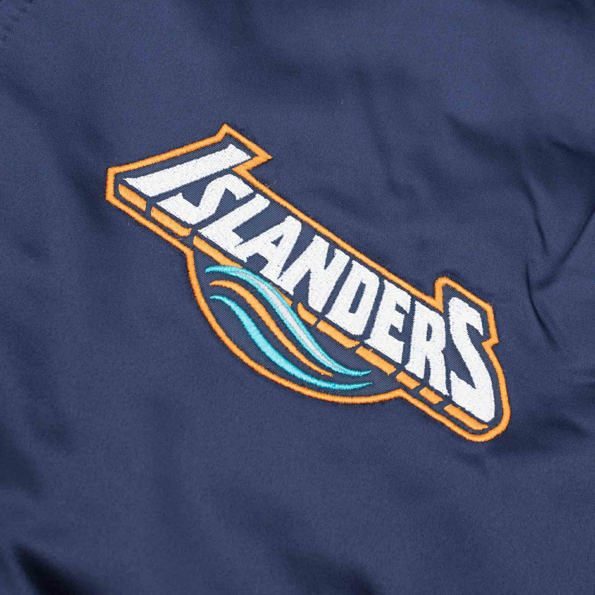 New York Islanders Heavyweight Satin Mitchell & Ness NHL Jacket Navy Taass for sale