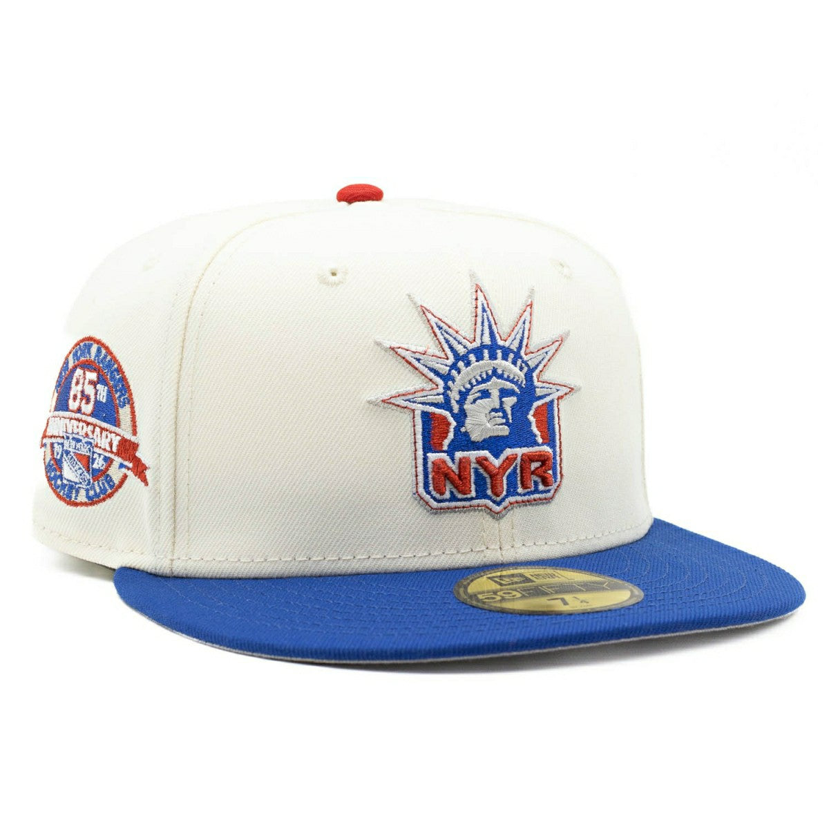 New York Rangers 85th Anniversary New Era 59FIFTY Fitted NHL Cap Chrome Lifestyle