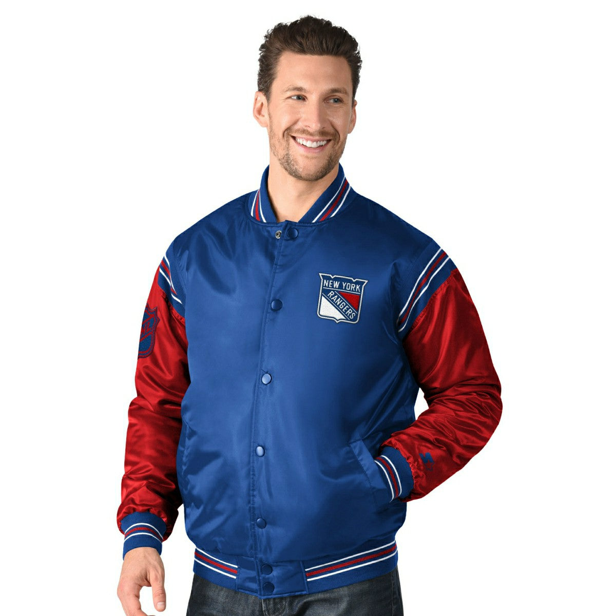 New York Rangers Enforcer NHL Varsity Satin Jacket Fashion