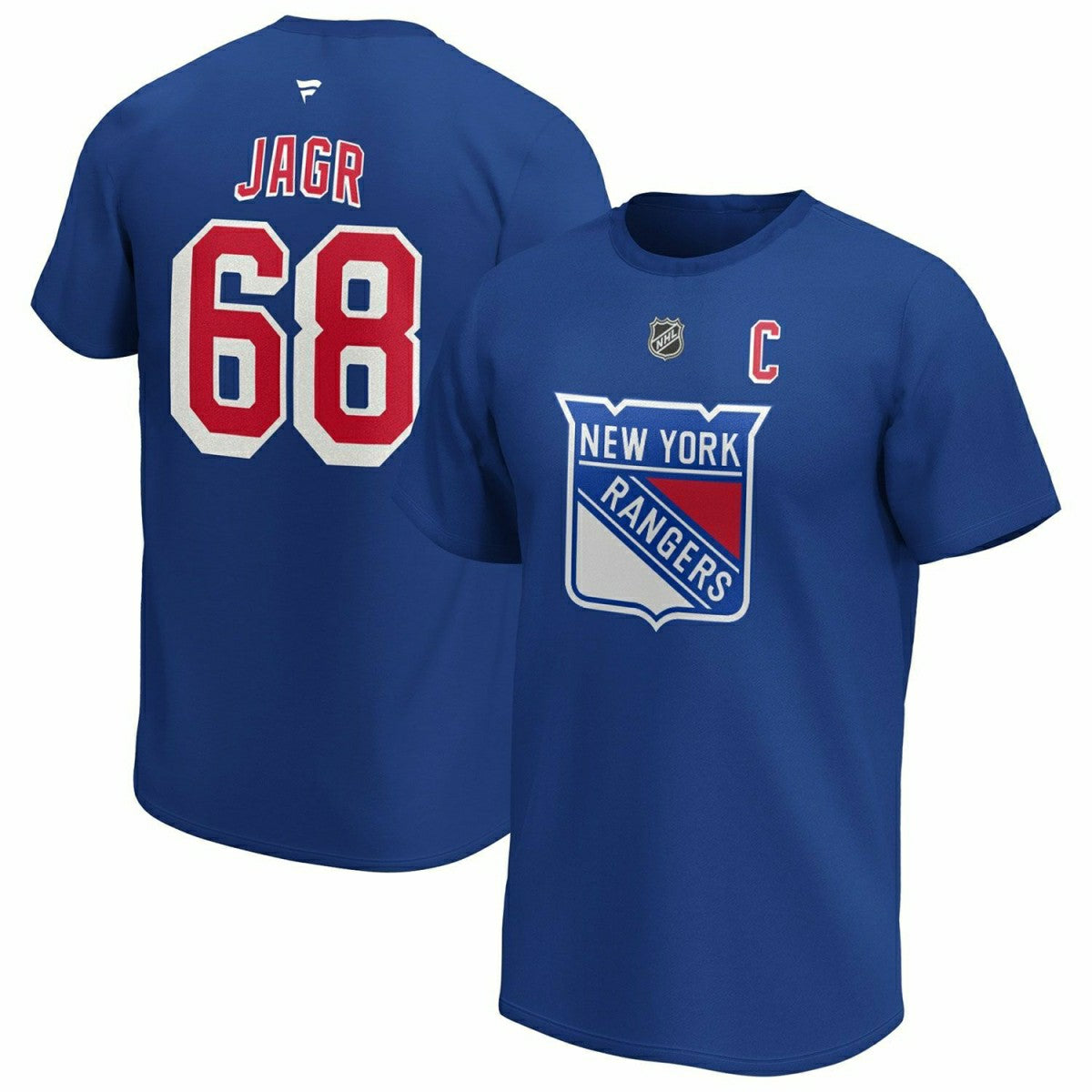 Jaromir Jagr #68 New York Rangers Alumni Fanatics NHL T-Shirt Blue Taass for sale