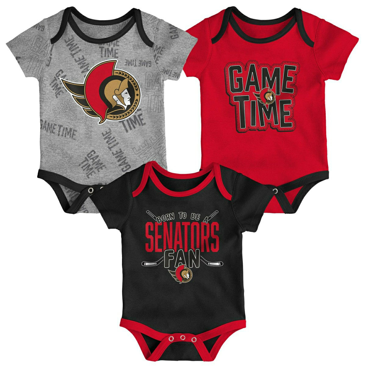 Ottawa Senators Game Time NHL Baby Bodysuit Set (3-Piece) Lifestyle