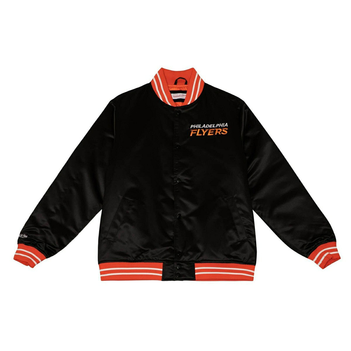Philadelphia Flyers Heavyweight Satin Mitchell & Ness NHL Jacket Black Lifestyle