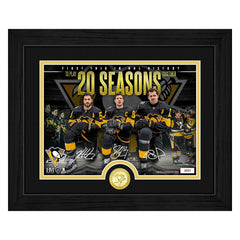 Crosby Malkin Letang 20 Seasons Penguins Bronze Coin NHL Photo Frame Taass sale