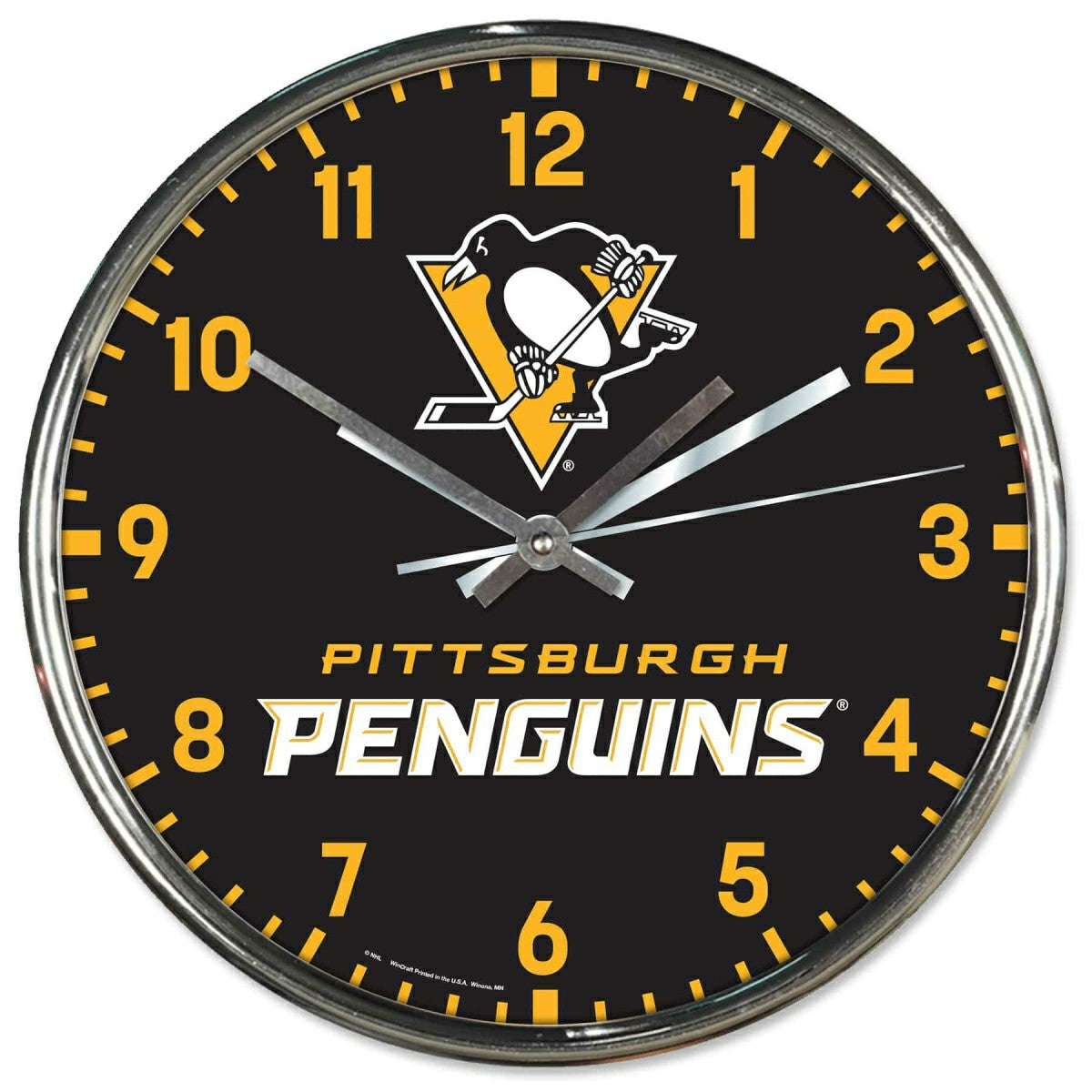 Pittsburgh Penguins Chrome NHL Team Design Wall Clock Taass for sale