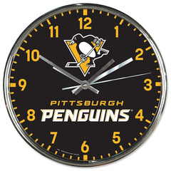 Pittsburgh Penguins Chrome NHL Team Design Wall Clock Taass for sale