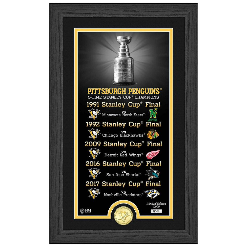 Pittsburgh Penguins Stanley Cup Legacy Bronze Coin Framed NHL Photo Taass sale
