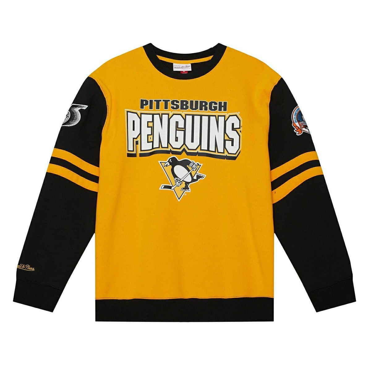 Pittsburgh Penguins All Over Mitchell & Ness NHL Crew Fleece Pullover Taass for sale