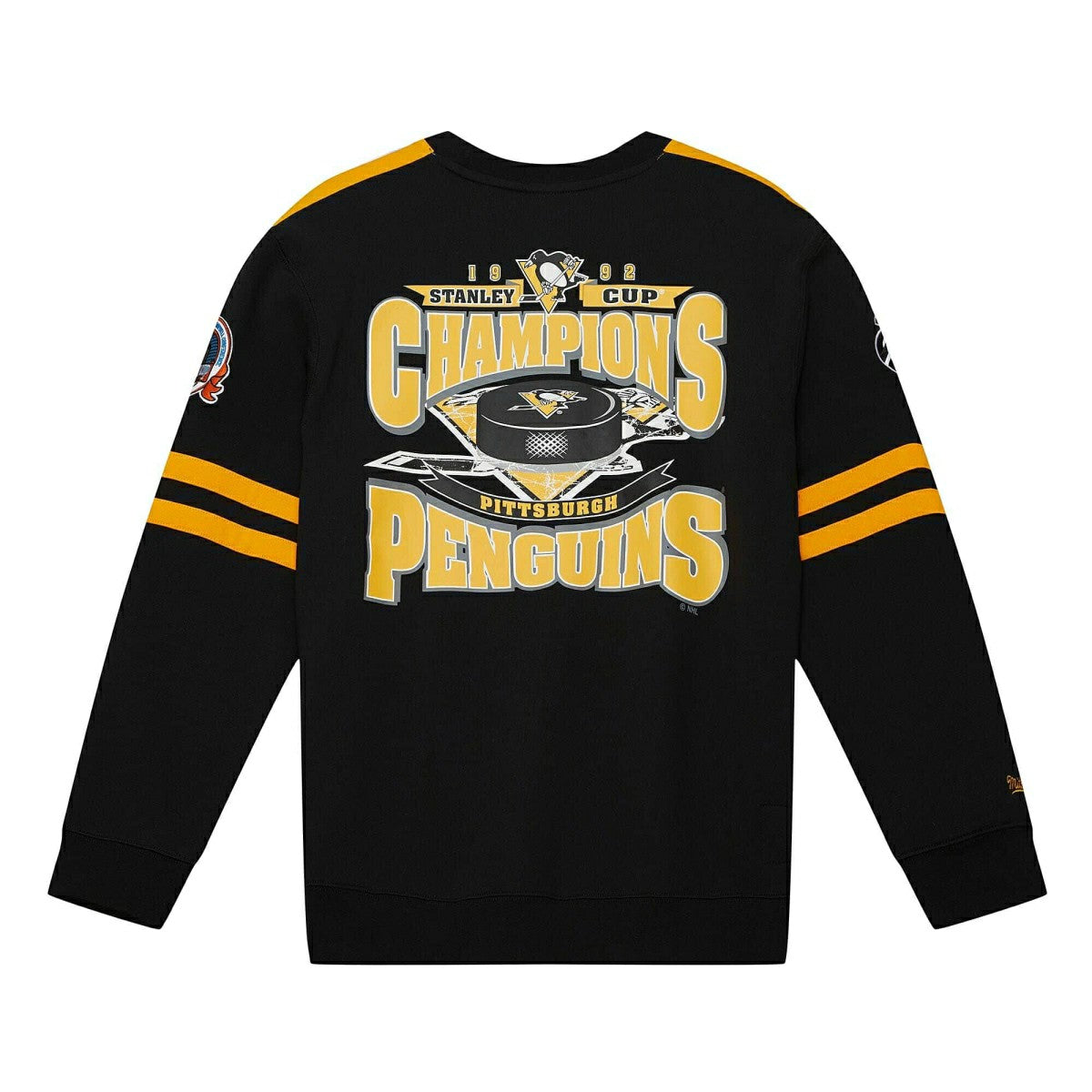 Pittsburgh Penguins All Over Mitchell & Ness NHL Crew Fleece Pullover Taass for sale