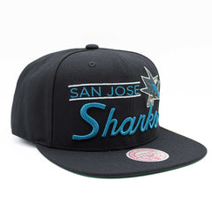 San Jose Sharks Retro Lock Up Mitchell & Ness Snapback NHL Cap Black Taass US