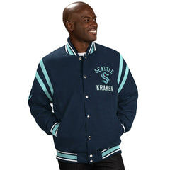 Seattle Kraken G-III Tailback NHL Varsity Jacket Navy Fashion