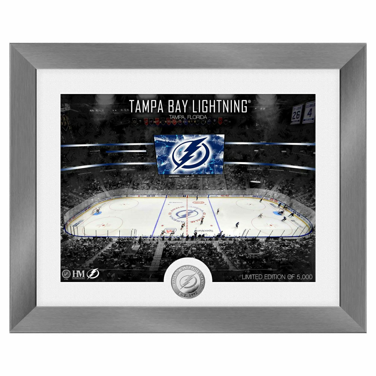 Tampa Bay Lightning Art Deco Stadium Silver Coin Framed NHL Photo Taass US