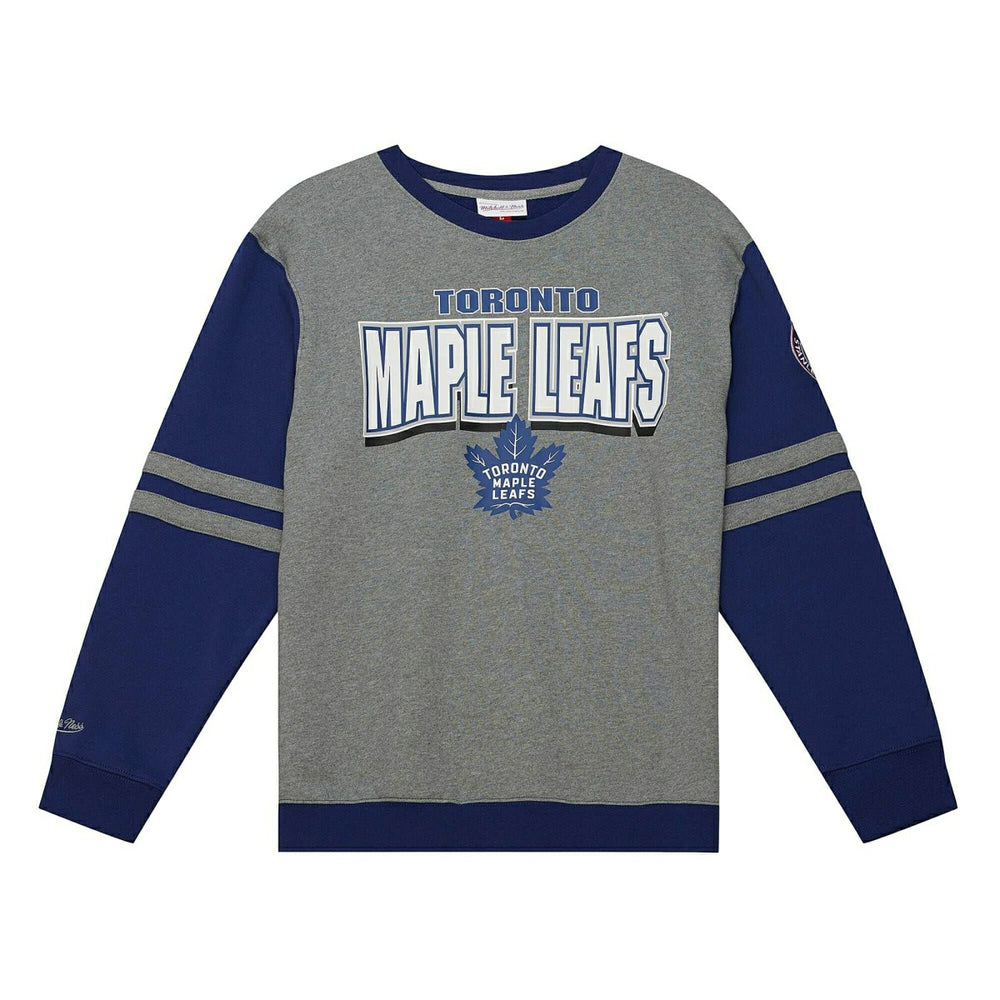 Toronto Maple Leafs All Over Mitchell & Ness NHL Crew Fleece Pullover Lifestyle