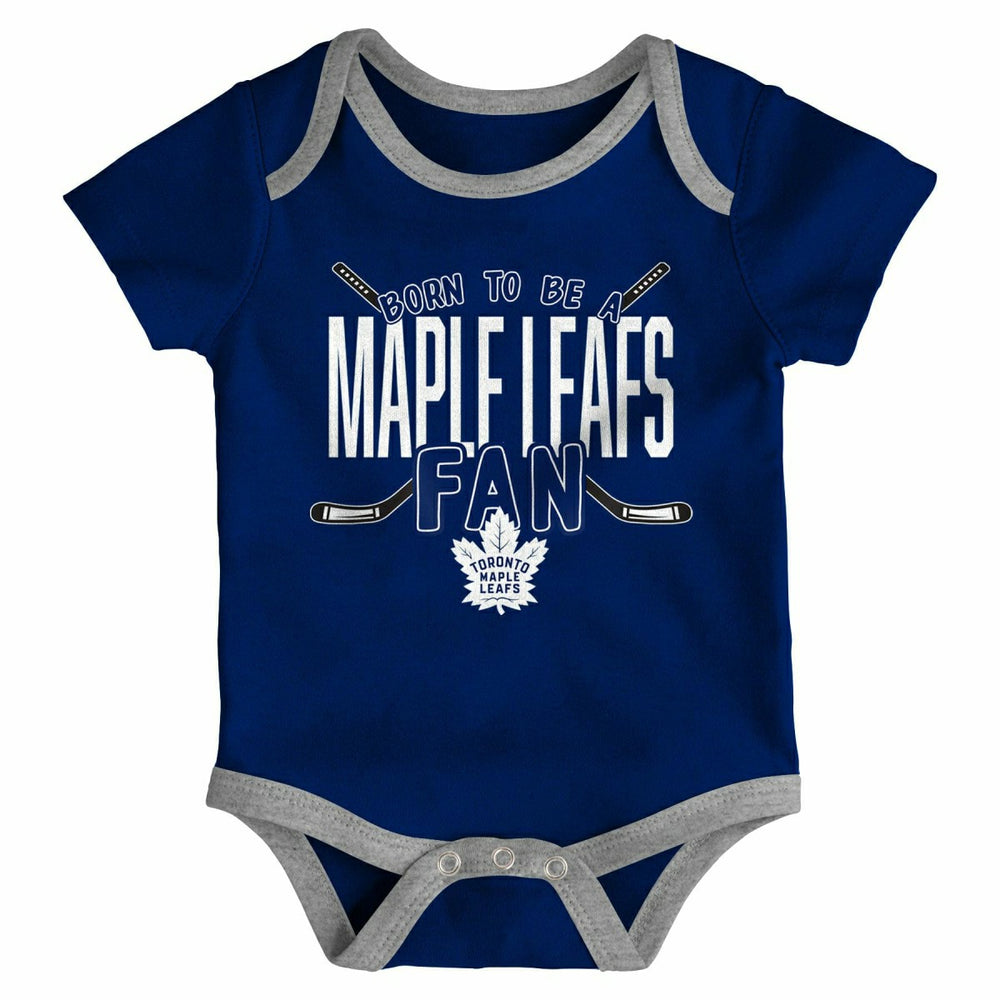 Toronto Maple Leafs Game Time NHL Baby Bodysuit Set (3-Piece) Taass US