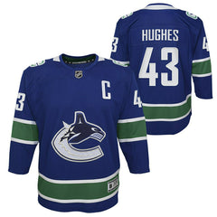 Quinn Hughes #43 Vancouver Canucks Premier NHL Jersey Blue (YOUTH) Taass for sale