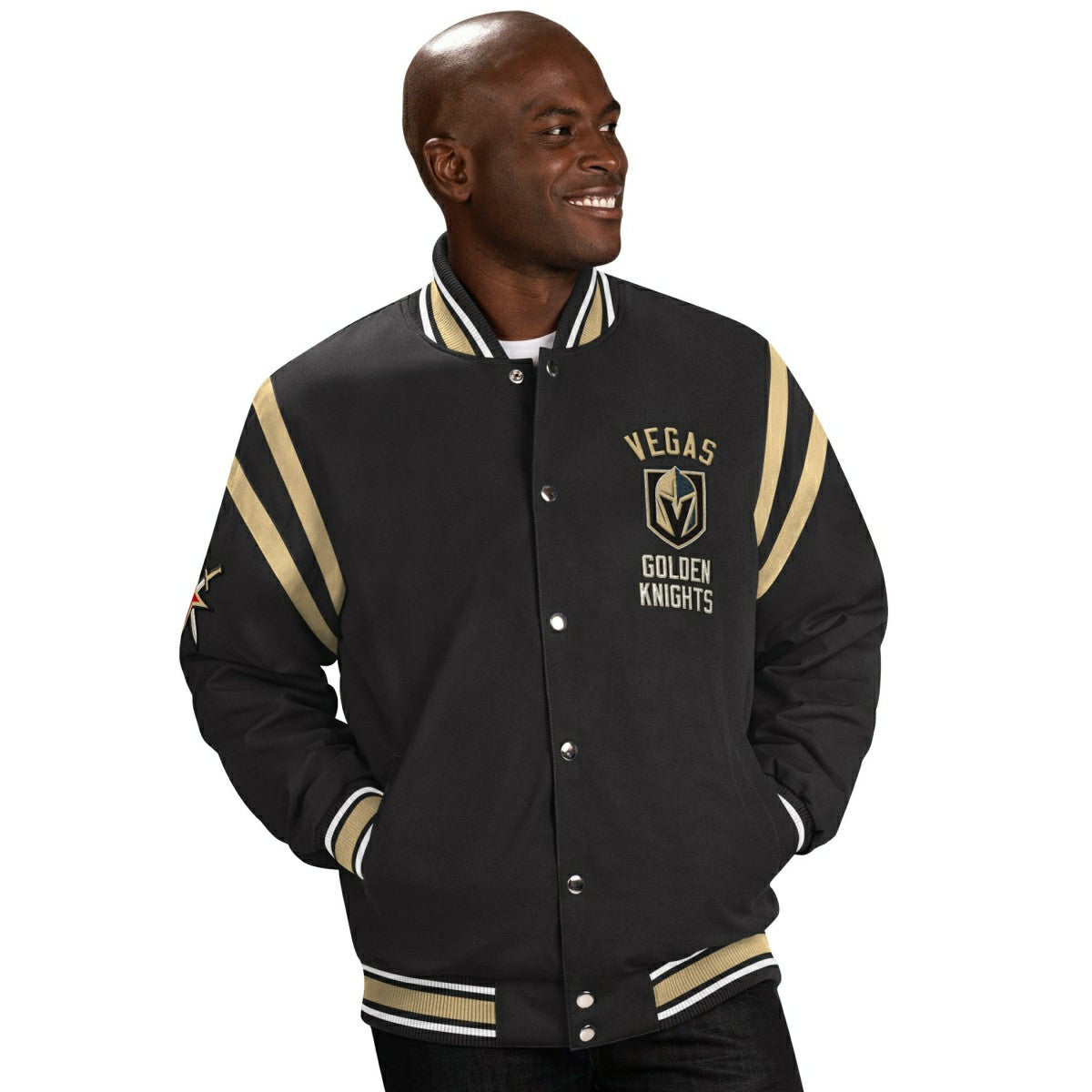 Vegas Golden Knights G-III Tailback NHL Varsity Jacket Black Lifestyle