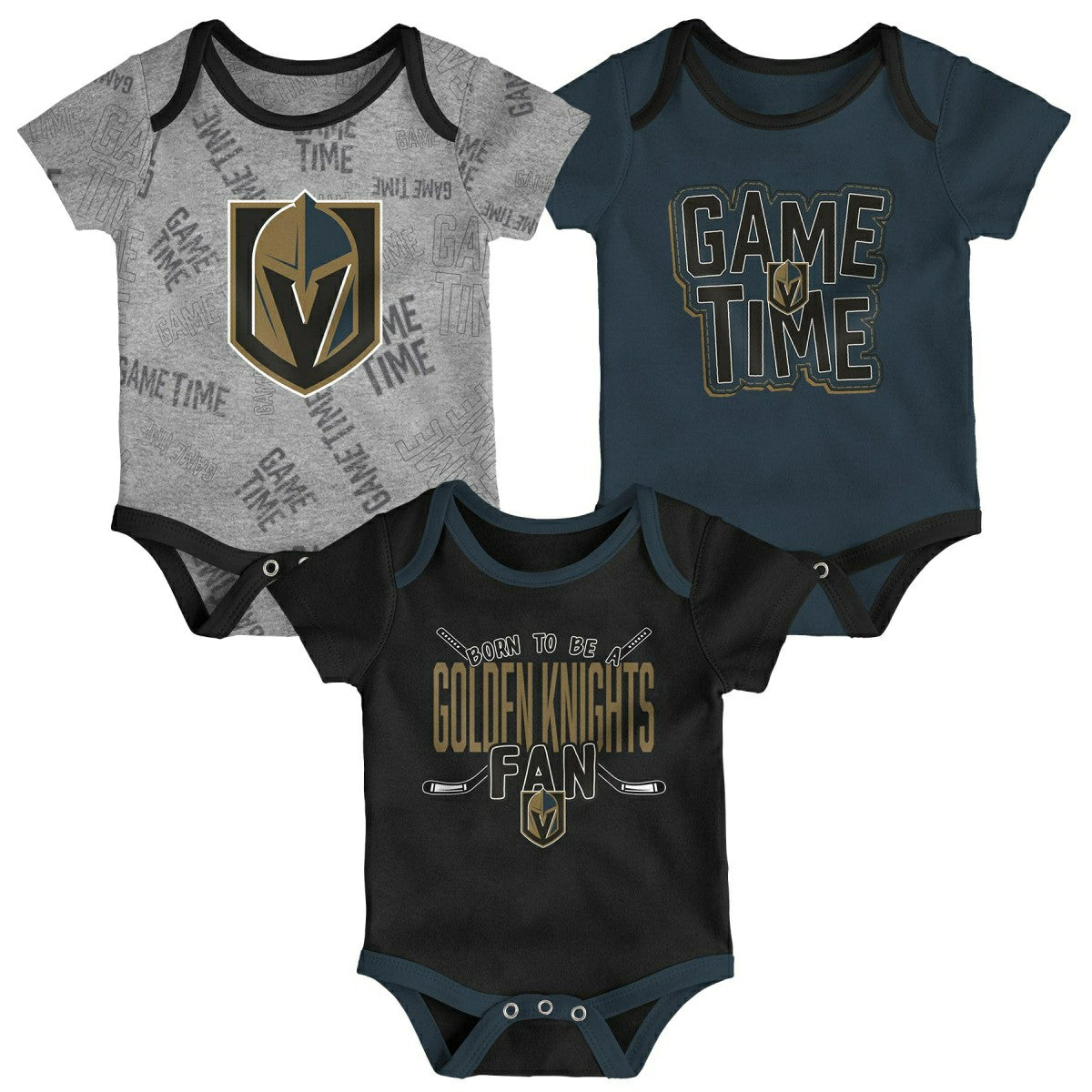 Vegas Golden Knights Game Time NHL Baby Bodysuit Set (3-Piece) Taass US