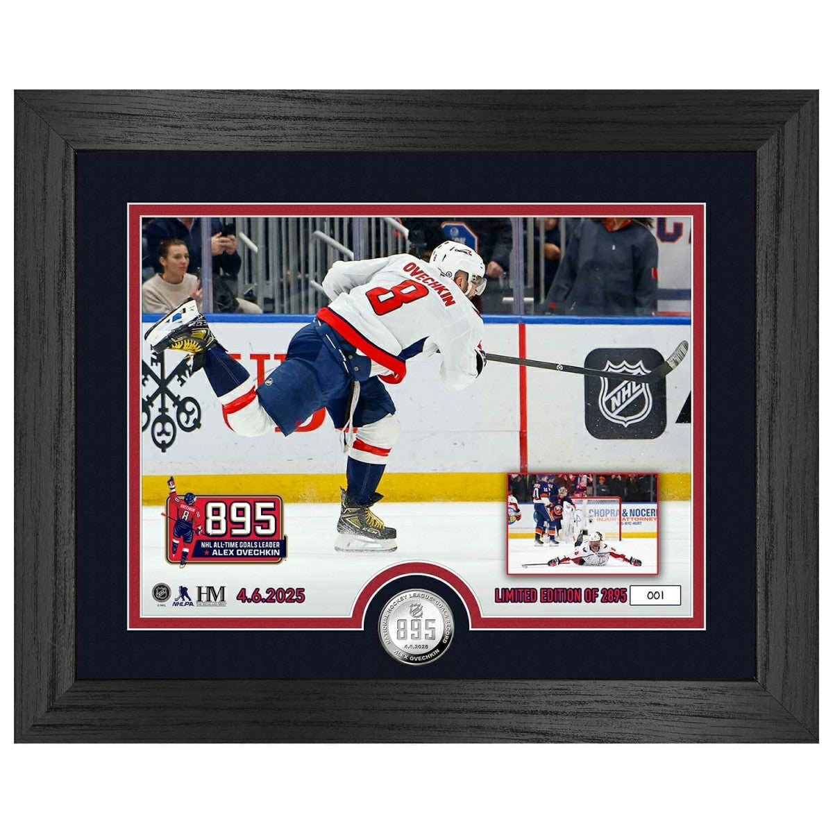 Alex Ovechkin 895 Goals Record Silver Coin Framed NHL Photo Classic