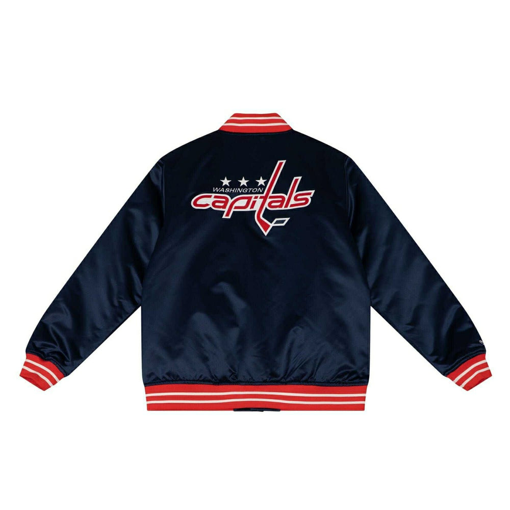 Washington Capitals Heavyweight Satin Mitchell & Ness NHL Jacket Navy Taass for sale