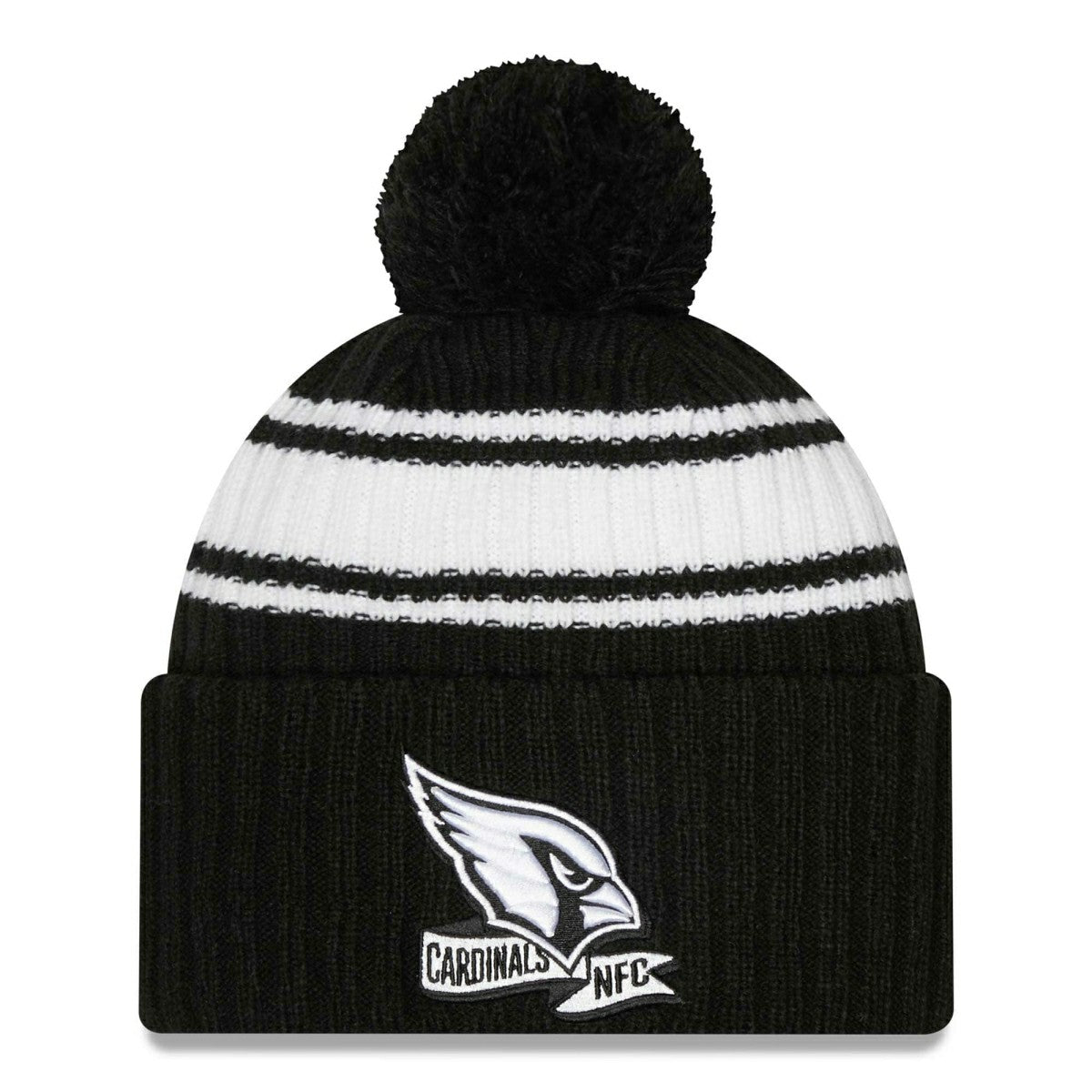 Arizona Cardinals Official 2022 NFL Sideline New Era Sport Knit Hat Black & White Taass for sale