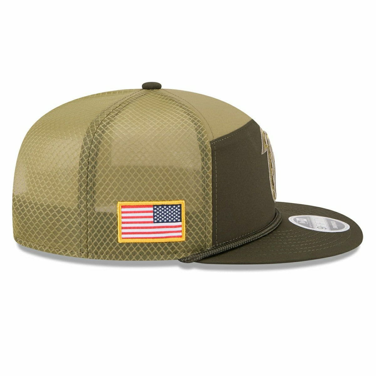 Atlanta Falcons 2025 NFL Salute to Service 9FIFTY Split Panel Trucker Snapback Cap Olive Taass US
