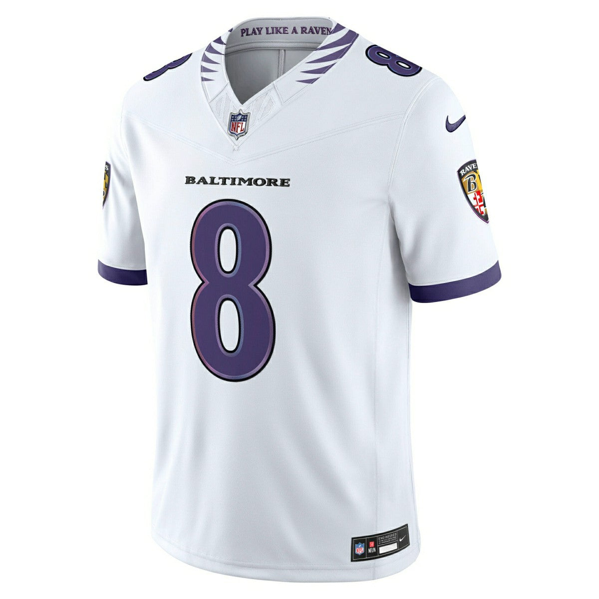 Lamar Jackson #8 Baltimore Ravens Sewn Down Limited NFL Jersey White Classic