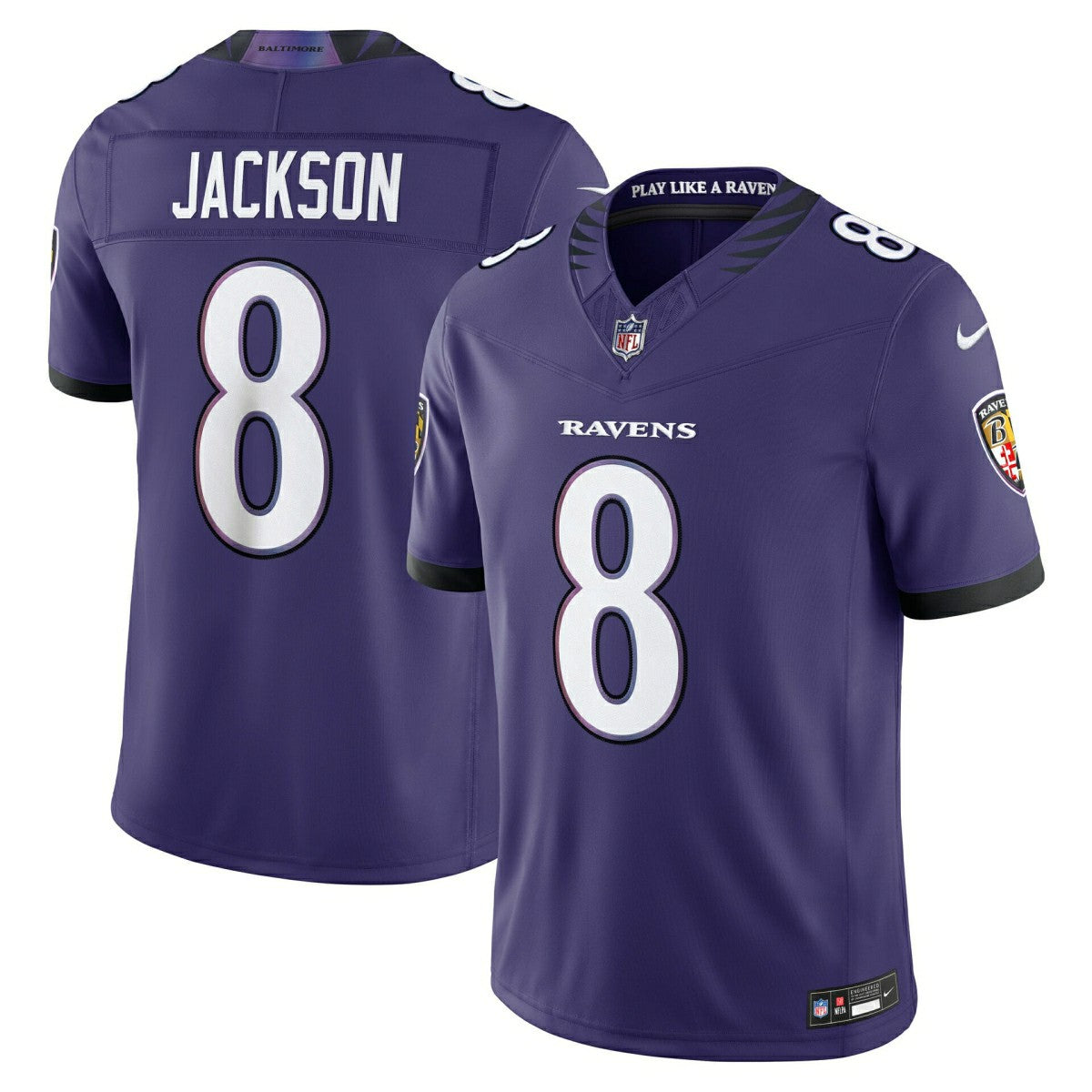 Lamar Jackson #8 Baltimore Ravens Sewn Down Limited NFL Jersey Purple Fashion