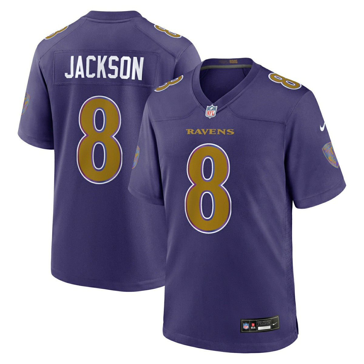 Lamar Jackson #8 Baltimore Ravens 2026 Game NFL Jersey Alternate Purple Lifestyle