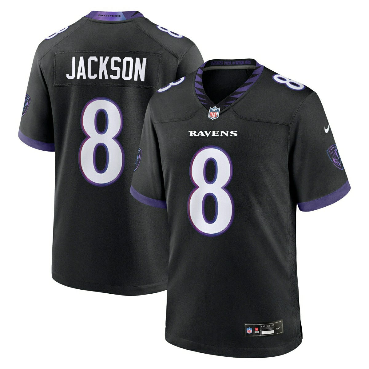 Lamar Jackson #8 Baltimore Ravens 2026 Game NFL Jersey Alternate Black Taass sale
